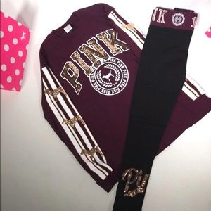 NWT pink bling outfit sz xs/S